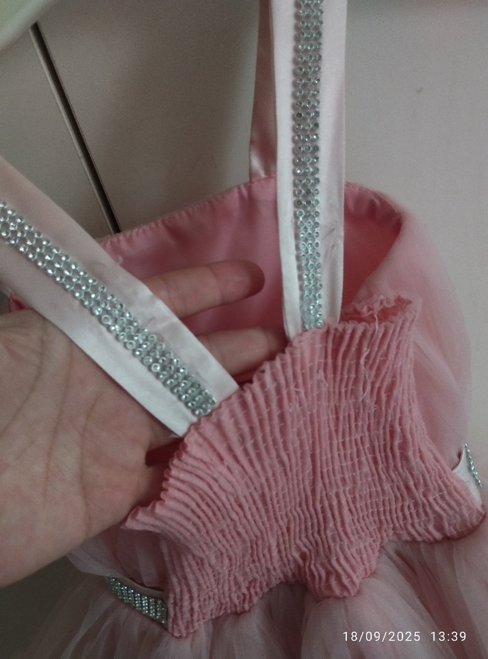 Pembe Bohem Tarzı Fırfırlı Kız Çocuk Elbisesi - Görsel 3