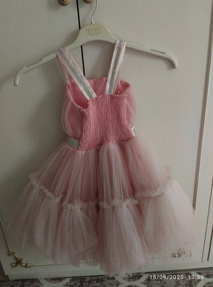 Pembe Bohem Tarzı Fırfırlı Kız Çocuk Elbisesi - Görsel 4