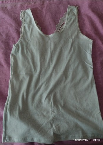 Dantel Detaylı Pembe V Yaka Atlet - Görsel 14