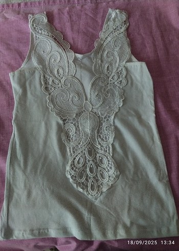 Dantel Detaylı Pembe V Yaka Atlet - Görsel 13