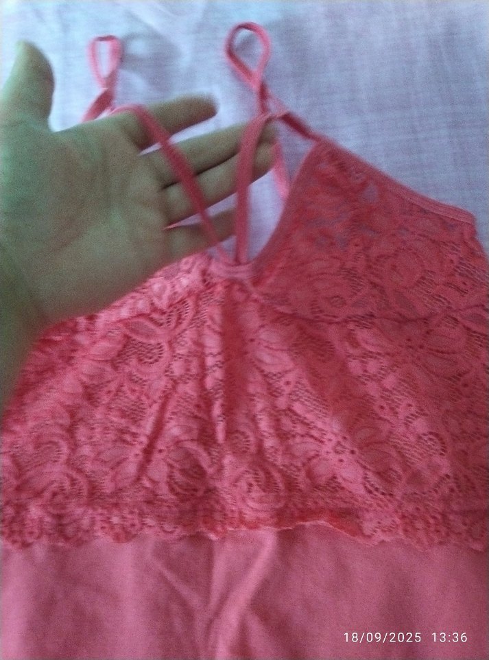 Dantel Detaylı Pembe V Yaka  Atlet - Görsel 2