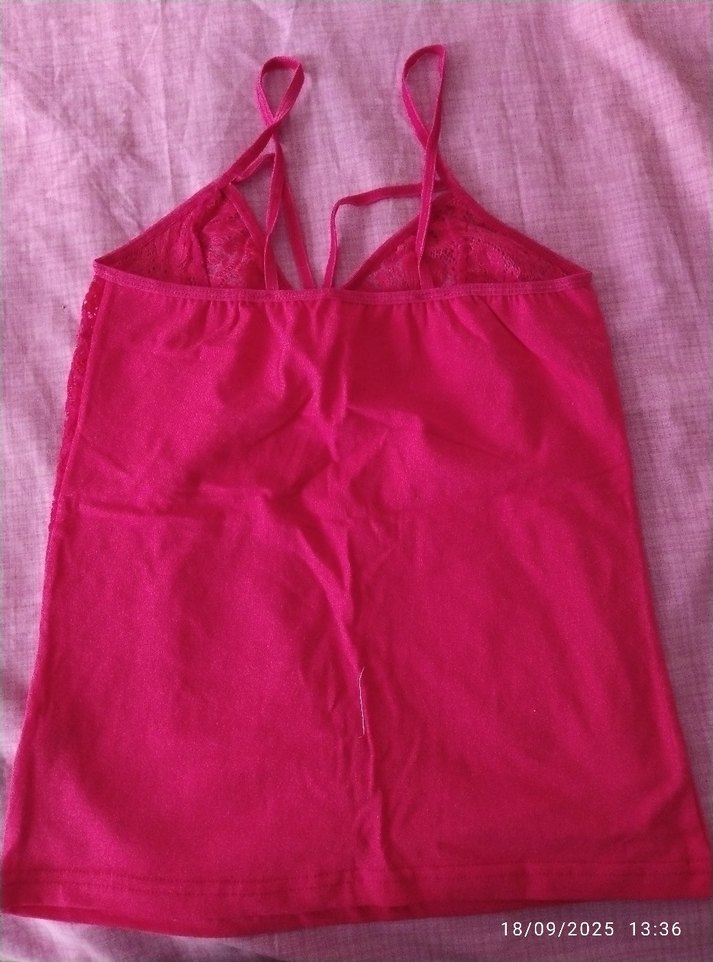 Dantel Detaylı Pembe V Yaka  Atlet - Görsel 3