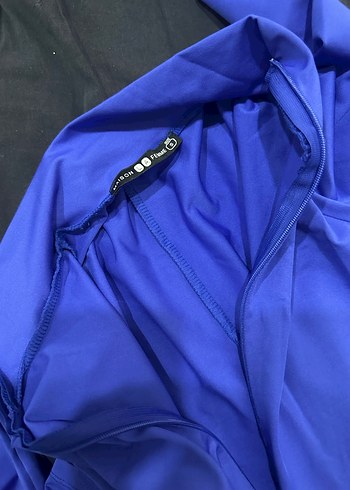 Kadın Mavi Uzun Kollu Yüksek Yakalı Spor Tulum - Görsel 3