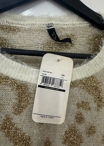 Kadın krem Desenli Triko Kazak - Görsel 3