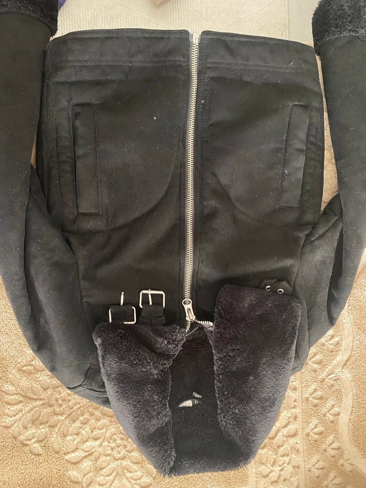 Siyah Süet Kemerli Biker Ceket hm - Görsel 2