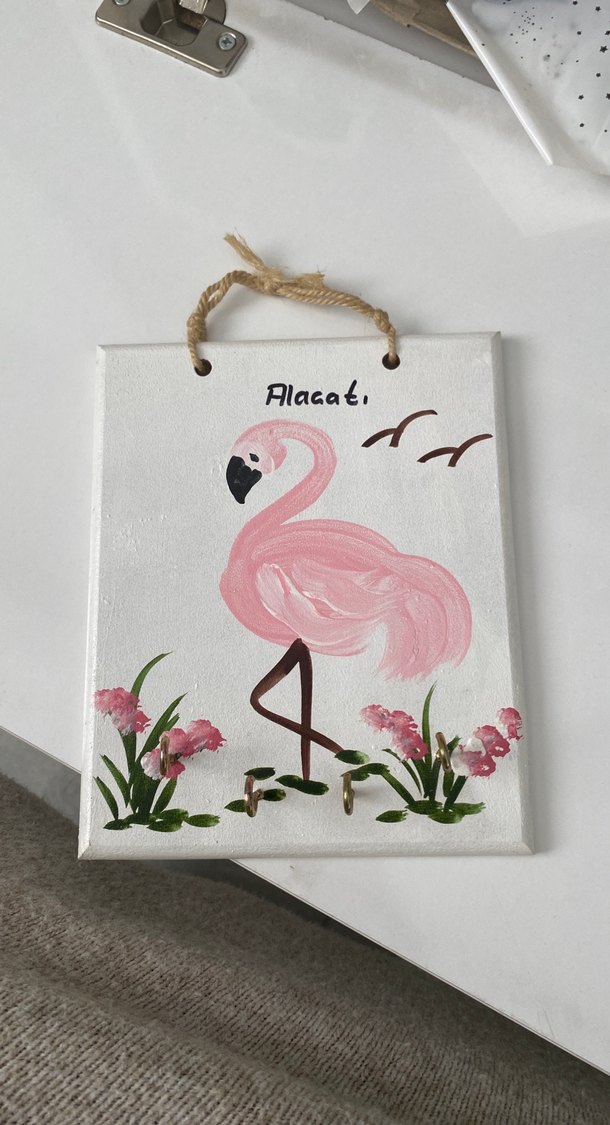 Pembe Flamingo Temalı Dekoratif anahtarlık - Görsel 2