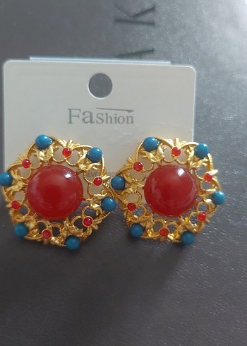Vintage Love Bordo Taşlı Vintage Küpe