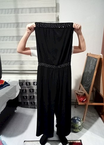 Kadın Siyah Straplez Tulum - Görsel 2