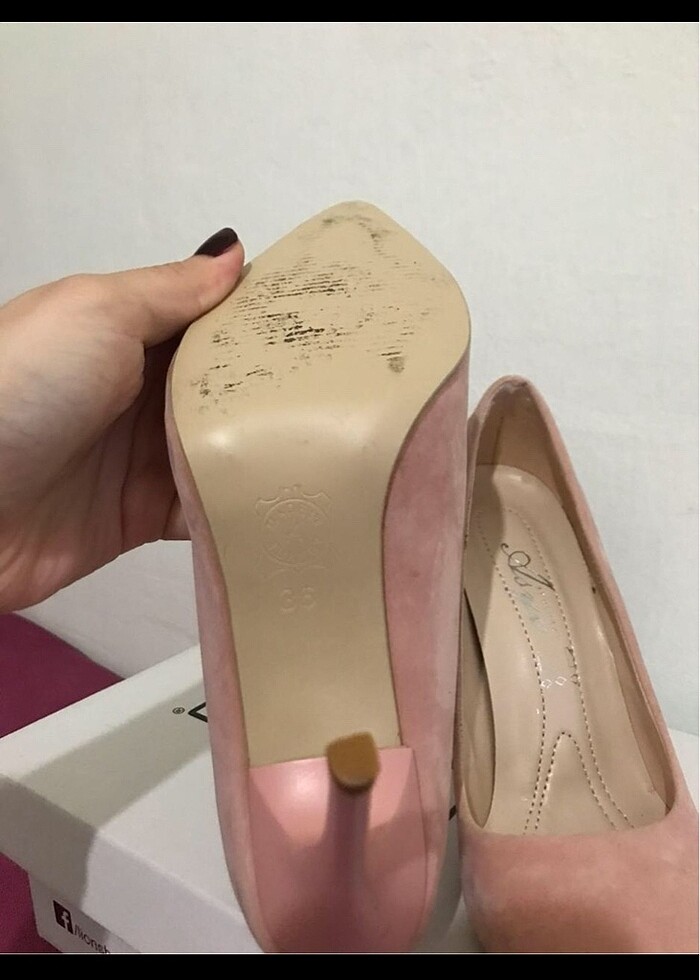 Pudra rengi stiletto,36 numara ayakkabı - Görsel 4