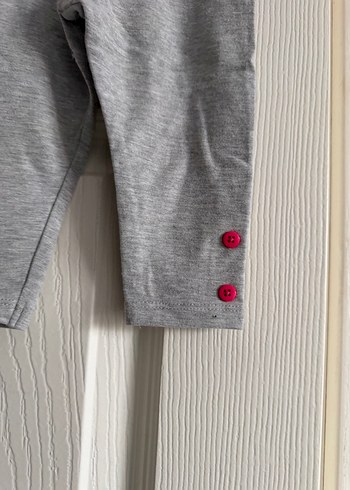 Düğmeli Gri Kız Çocuk Tayt - Görsel 2