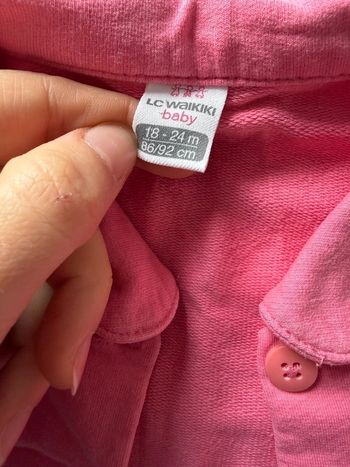 Pembe Düğmeli Kız Çocuk Ceketi - Görsel 3