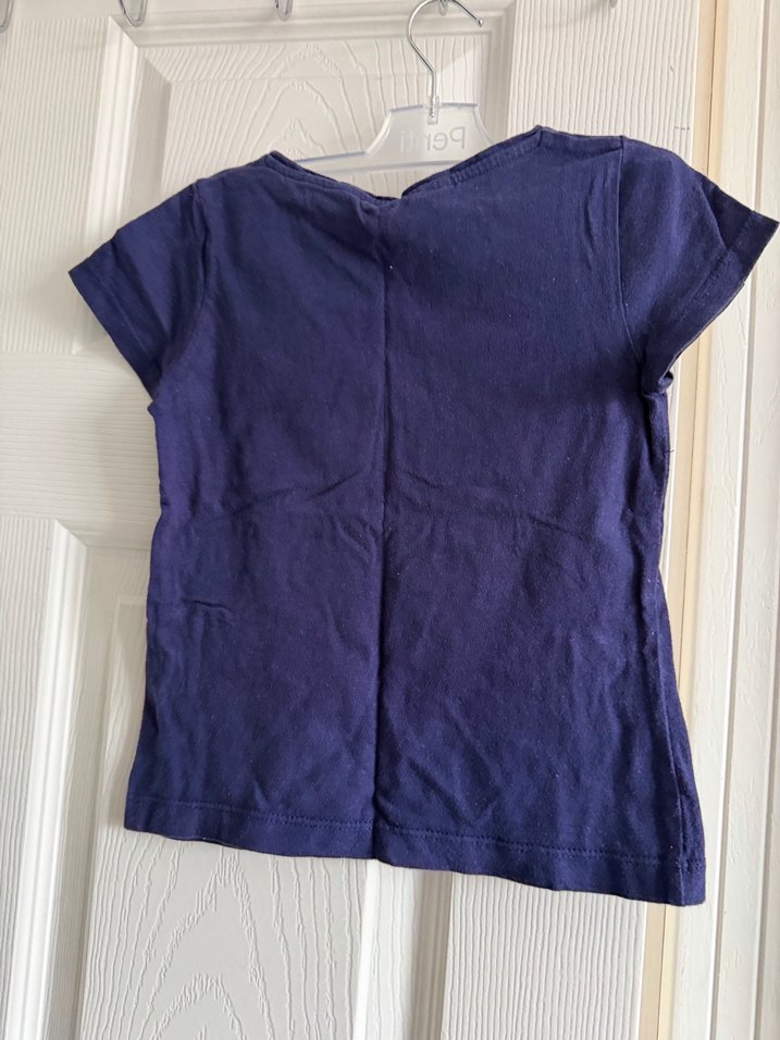 Kız Çocuk Lacivert Baskılı Pamuklu Tişört - Görsel 3