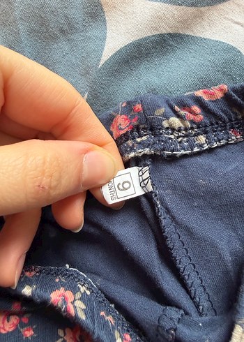 Kız Çocuk Çiçek Desenli Mavi Tayt - Görsel 2