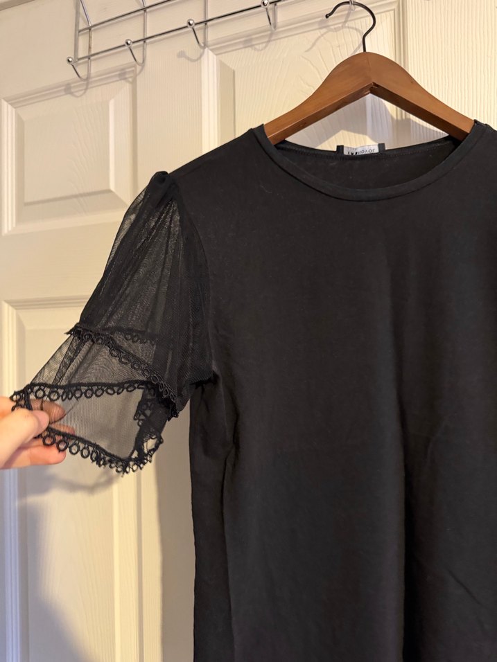 Trendyolmilla Dantelli Siyah Tişört - Görsel 2