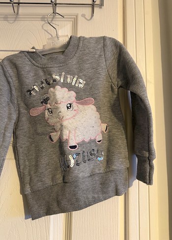 Gri Kız Bebek Kuzu Baskılı Takım - Görsel 3