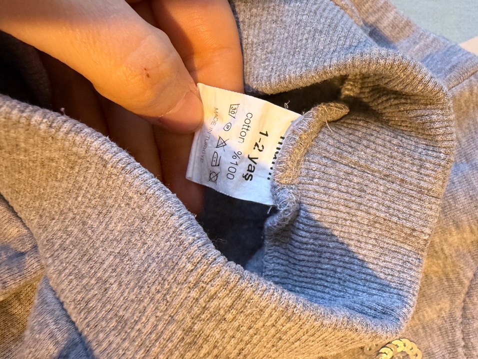 Gri Kız Bebek Kuzu Baskılı Takım - Görsel 4