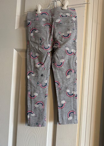 Kız Çocuk Gri Gökkuşağı Desenli Tayt - Görsel 3