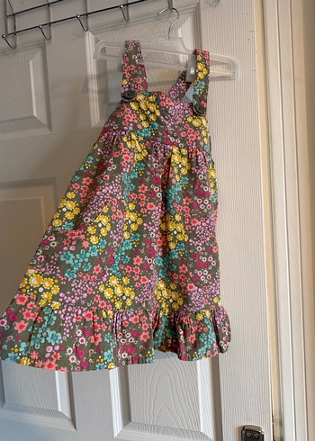 Çiçek Desenli Kız Çocuk Askılı Elbise - Görsel 2