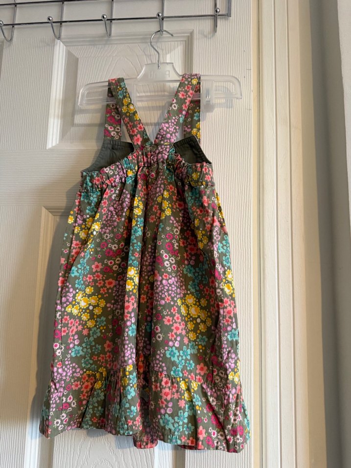 Çiçek Desenli Kız Çocuk Askılı Elbise - Görsel 5