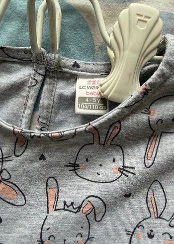 Gri Baskılı Kız Çocuk Uzun Kollu Elbise - Görsel 2