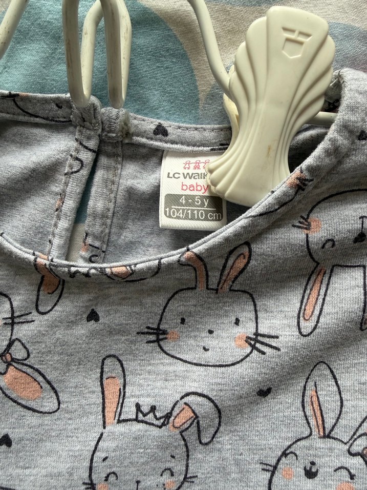 Gri Baskılı Kız Çocuk Uzun Kollu Elbise - Görsel 2