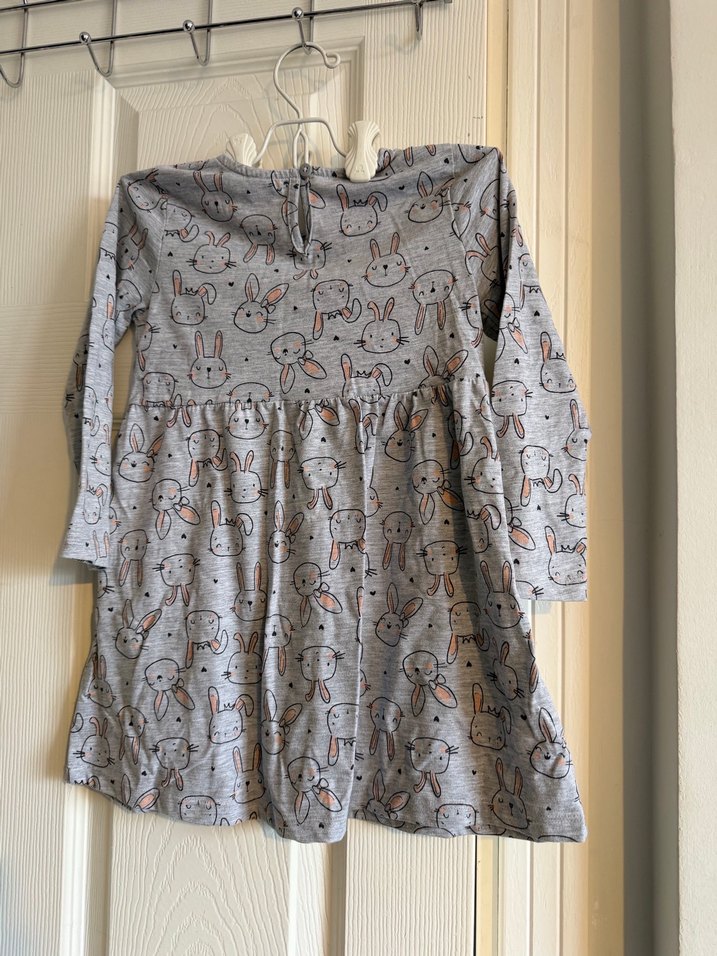 Gri Baskılı Kız Çocuk Uzun Kollu Elbise - Görsel 4