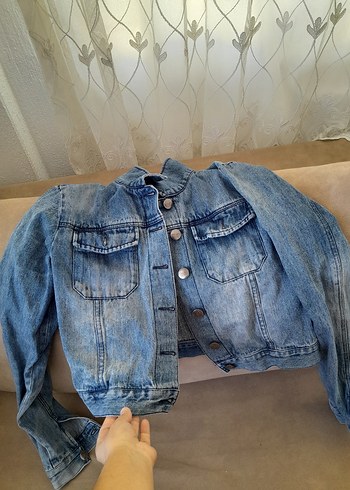 diğer Beden Düğmeli Kadın Mavi Denim Ceket