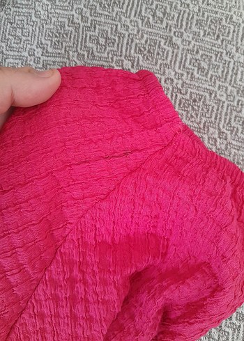 Pembe V Yaka Keten Bluz - Görsel 5