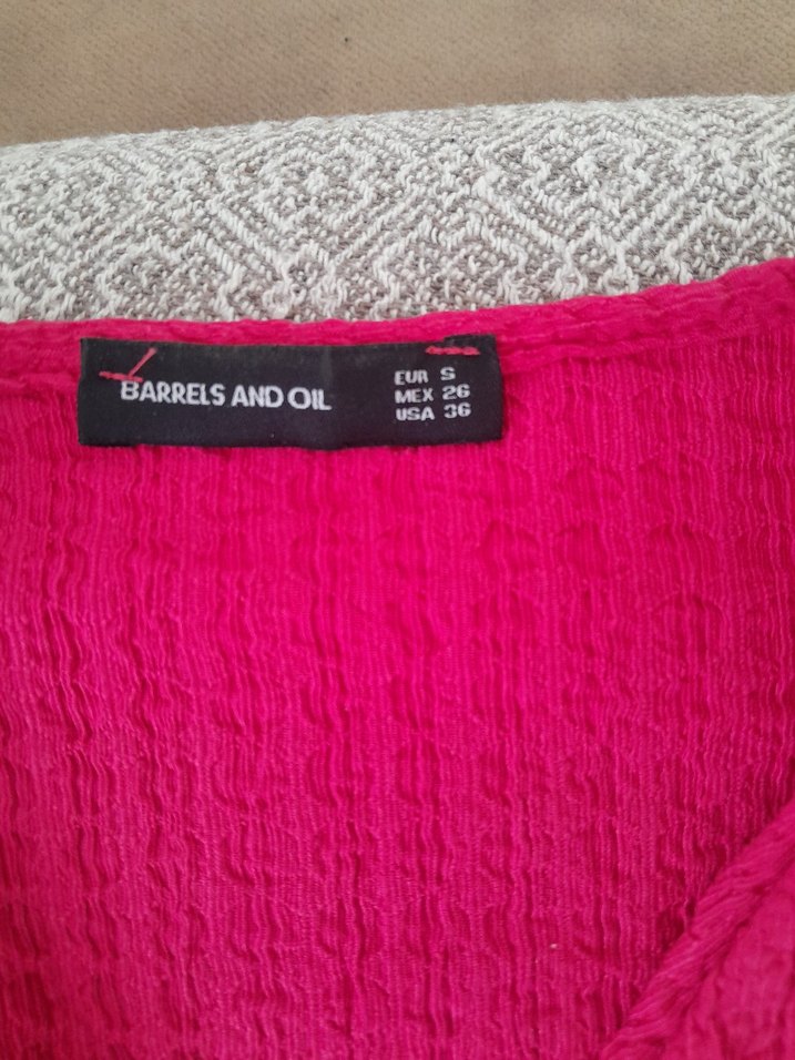 Pembe V Yaka Keten Bluz - Görsel 4