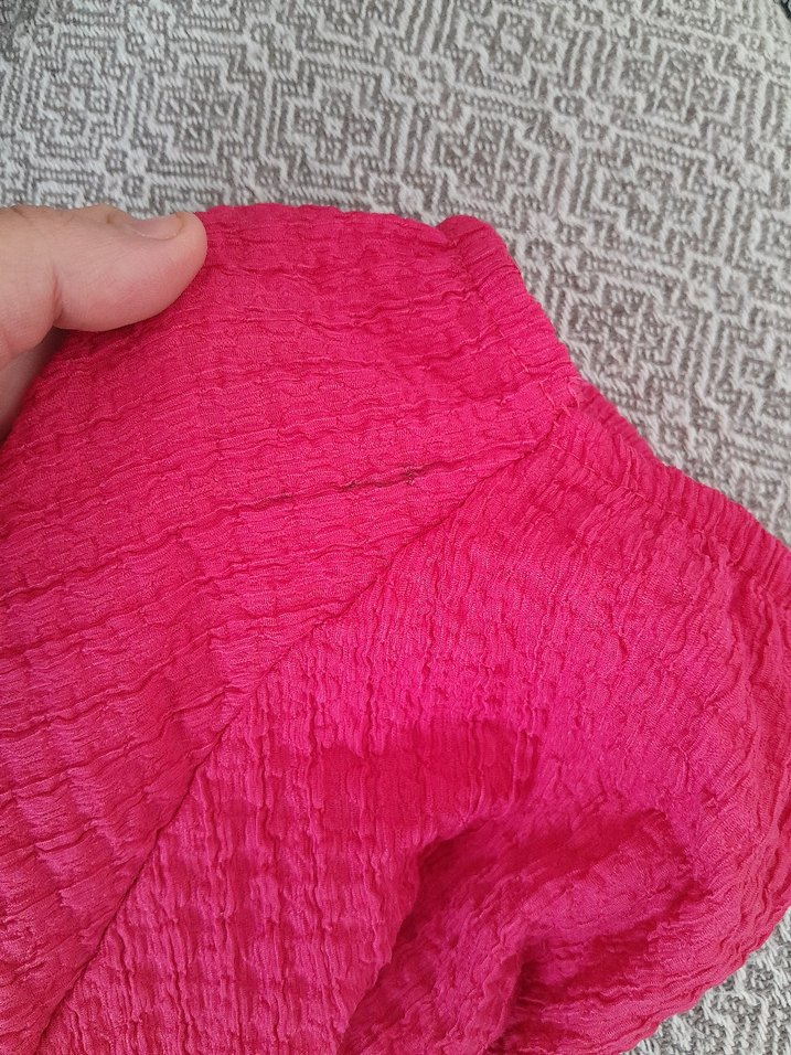 Pembe V Yaka Keten Bluz - Görsel 5