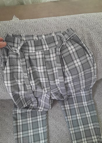 Gri Pilili Kadın Kumaş Pantolon - Görsel 2