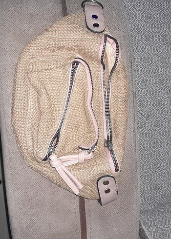 Bej Kemerli Keten Kadın Çapraz Çanta - Görsel 3