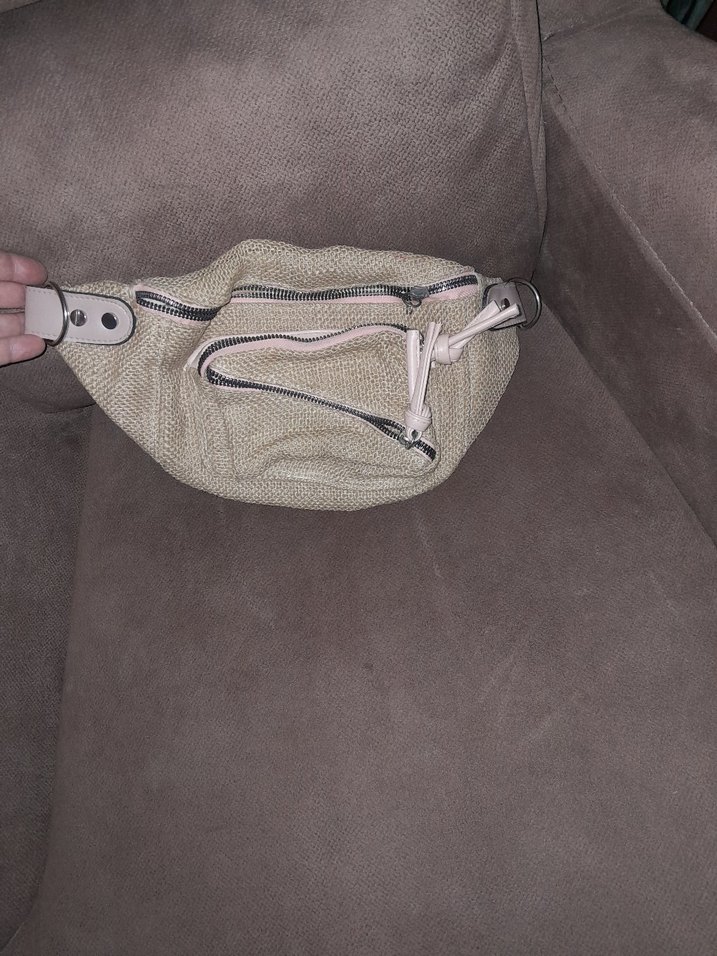 Bej Kemerli Keten Kadın Çapraz Çanta - Görsel 2