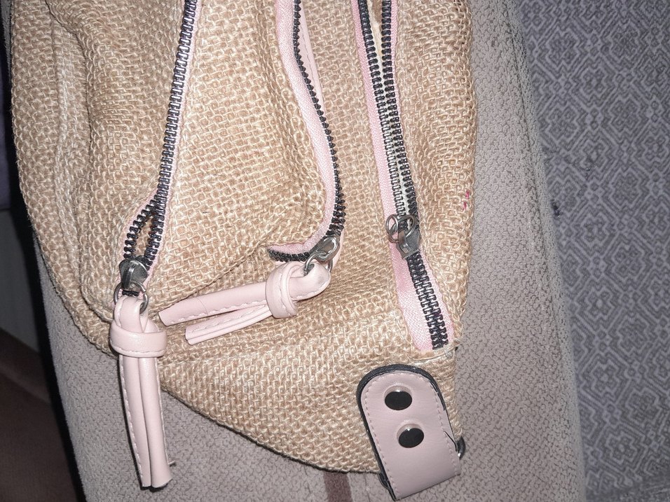 Bej Kemerli Keten Kadın Çapraz Çanta - Görsel 5