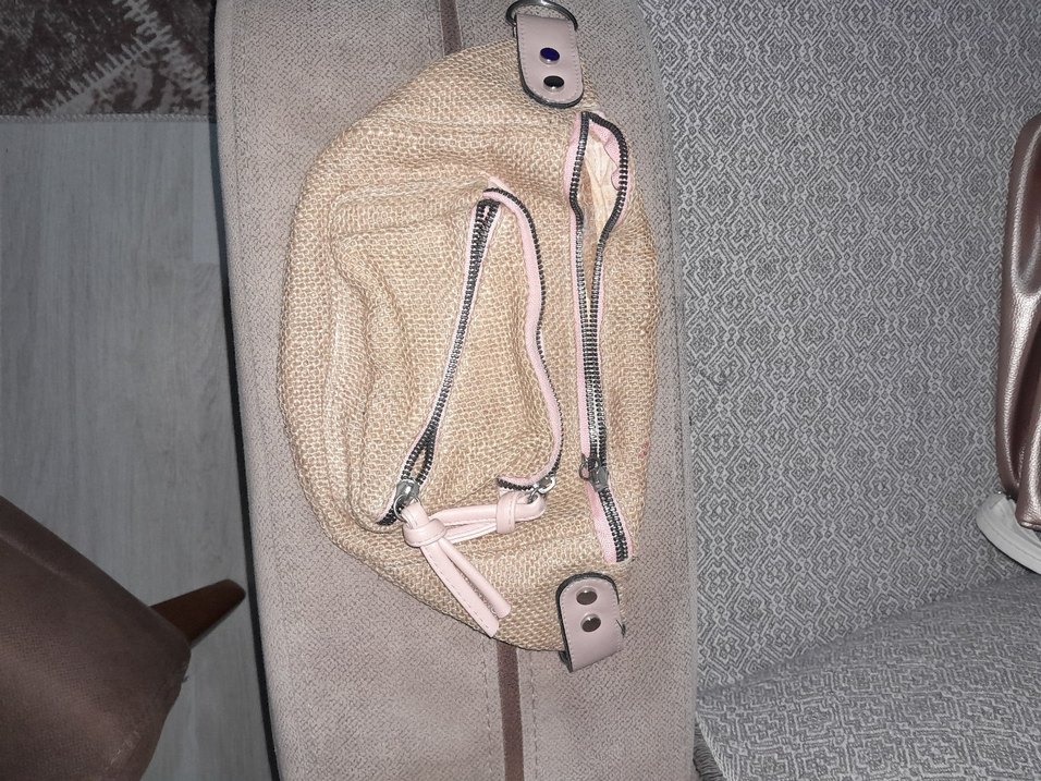 Bej Kemerli Keten Kadın Çapraz Çanta - Görsel 3