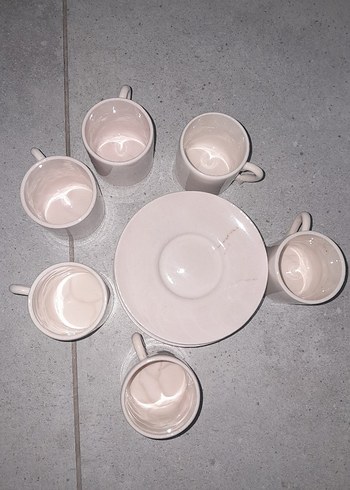 Beyaz Seramik Kupa Seti - Görsel 5