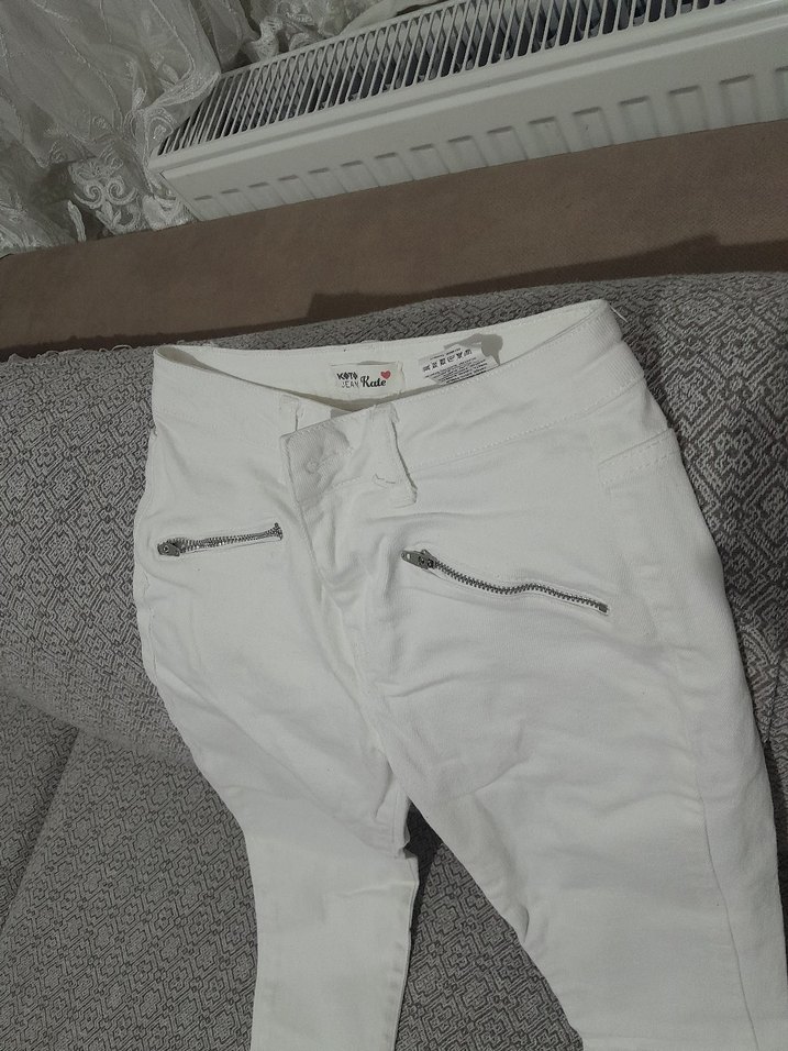 Fermuarlı Beyaz Kadın Pantolon - Görsel 2