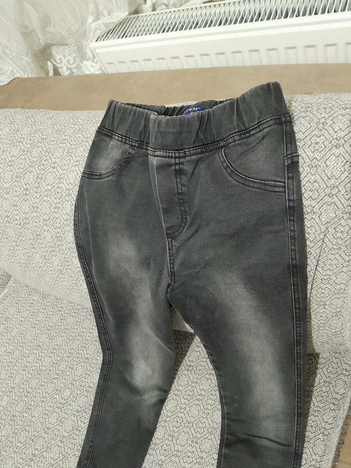 Erkek Çocuk Gri Elastik Kot Pantolon - Görsel 4