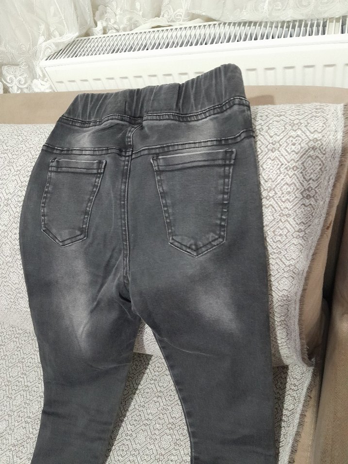 Erkek Çocuk Gri Elastik Kot Pantolon - Görsel 2