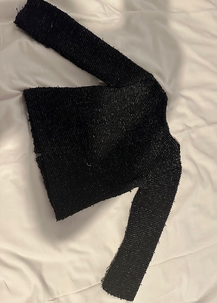 Parlak örgü siyah hırka - Görsel 2