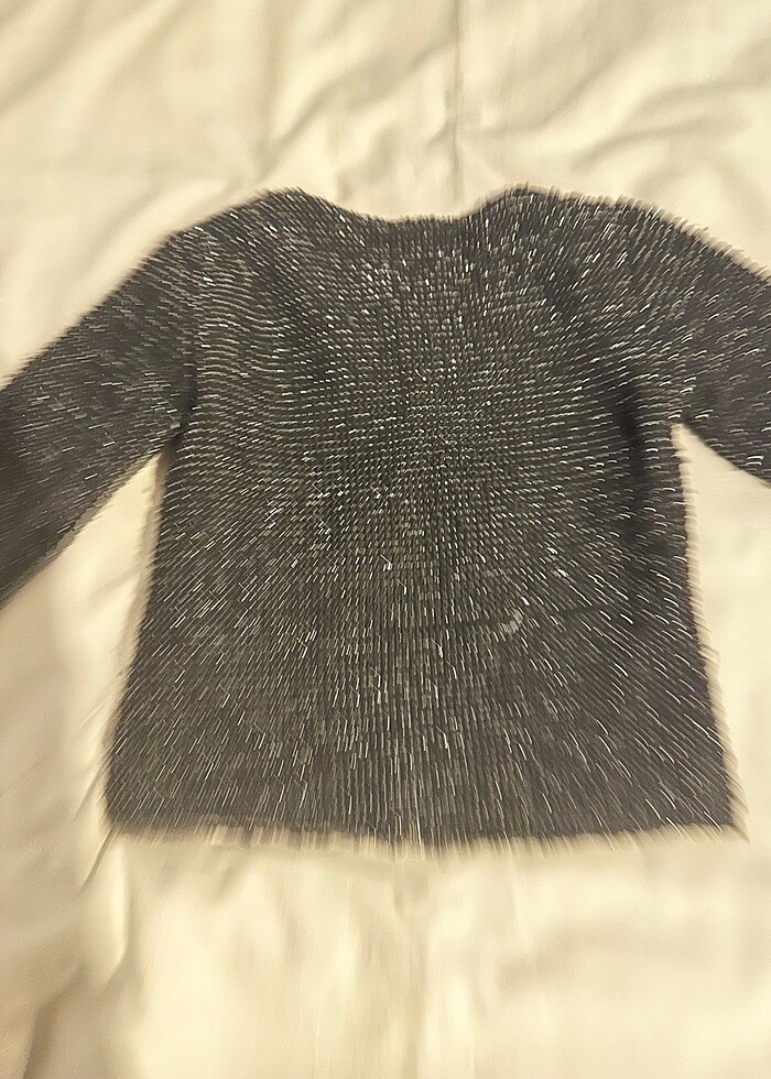 Parlak örgü siyah hırka - Görsel 3