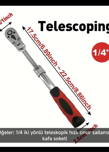 Kırmızı Siyah Hızlı Cırcır lokma anahtarı - Görsel 2