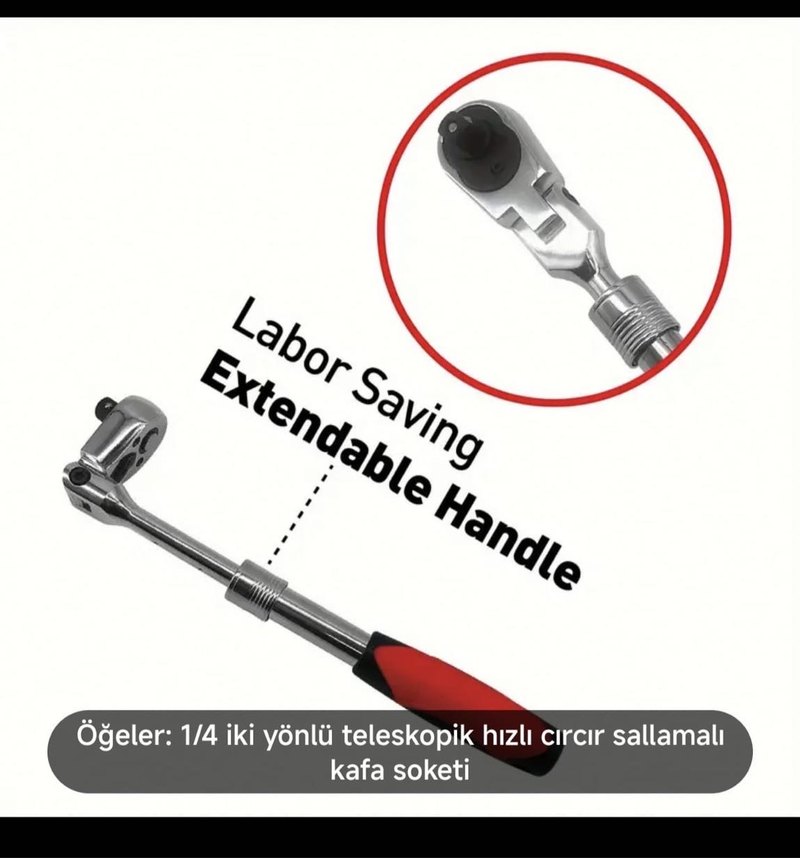 Kırmızı Siyah Hızlı Cırcır lokma anahtarı - Görsel 3