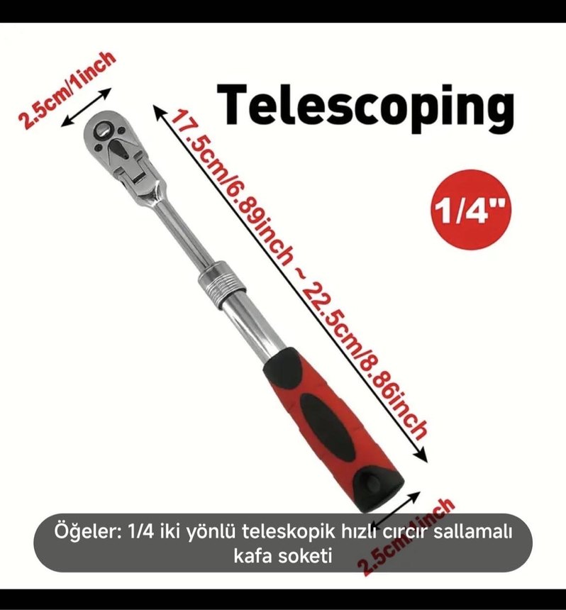 Kırmızı Siyah Hızlı Cırcır lokma anahtarı - Görsel 2