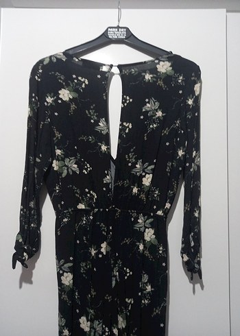 Siyah Desenli Kadın Uzun tulum - Görsel 6