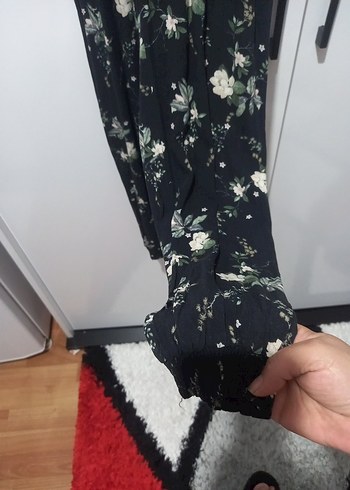 Siyah Desenli Kadın Uzun tulum - Görsel 7