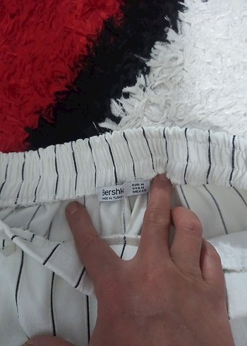 m Beden beyaz Renk Beyaz Gri Çizgili Pileli Kadın Kumaş Pantolon