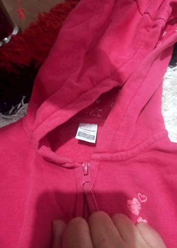 Kız Bebek Pembe Kapüşonlu Fermuarlı Takım toplu satis - Görsel 2