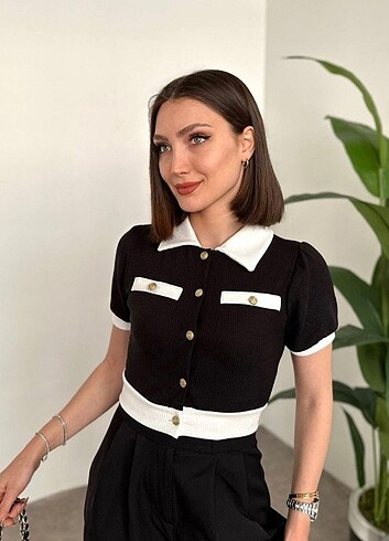 Düğmeli crop - Görsel 2