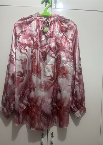 Pembe Uzun Kollu Bağlama Desenli Kadın Bluz - Görsel 4